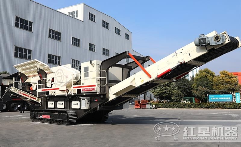 履帶移動式小型石頭破碎機，環(huán)保安全